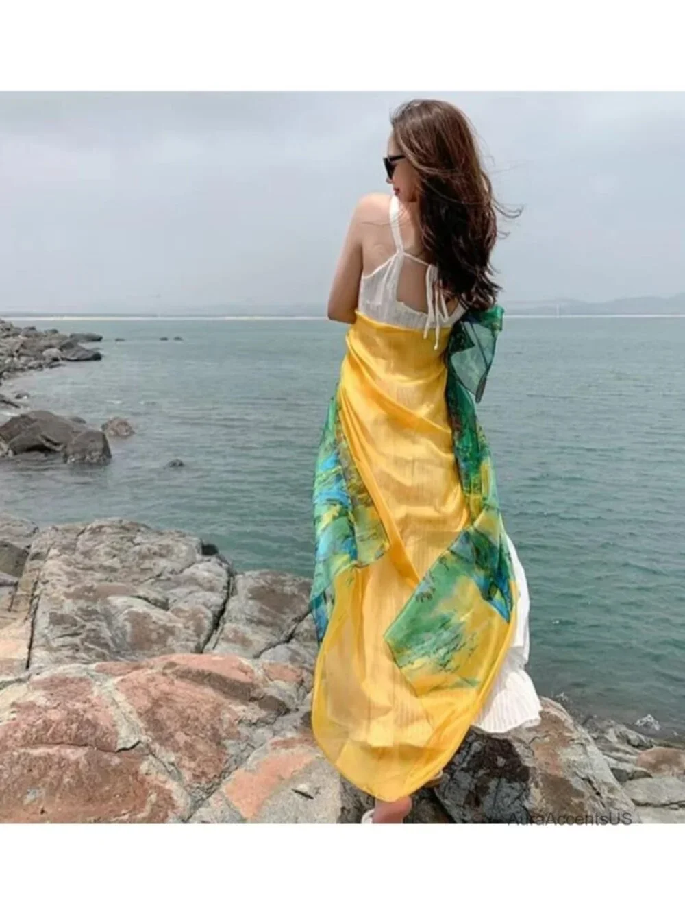 Large Silk Feeling Scarf Fashion Shawl Wrap Sun Protection